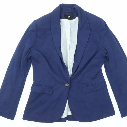 H&M Womens Blue Jacket Blazer Size 12 Button