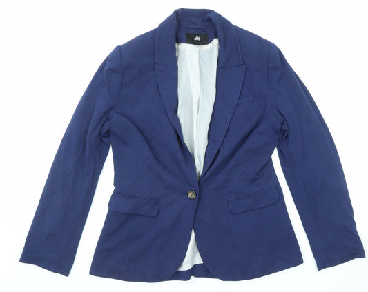 H&M Womens Blue Jacket Blazer Size 12 Button
