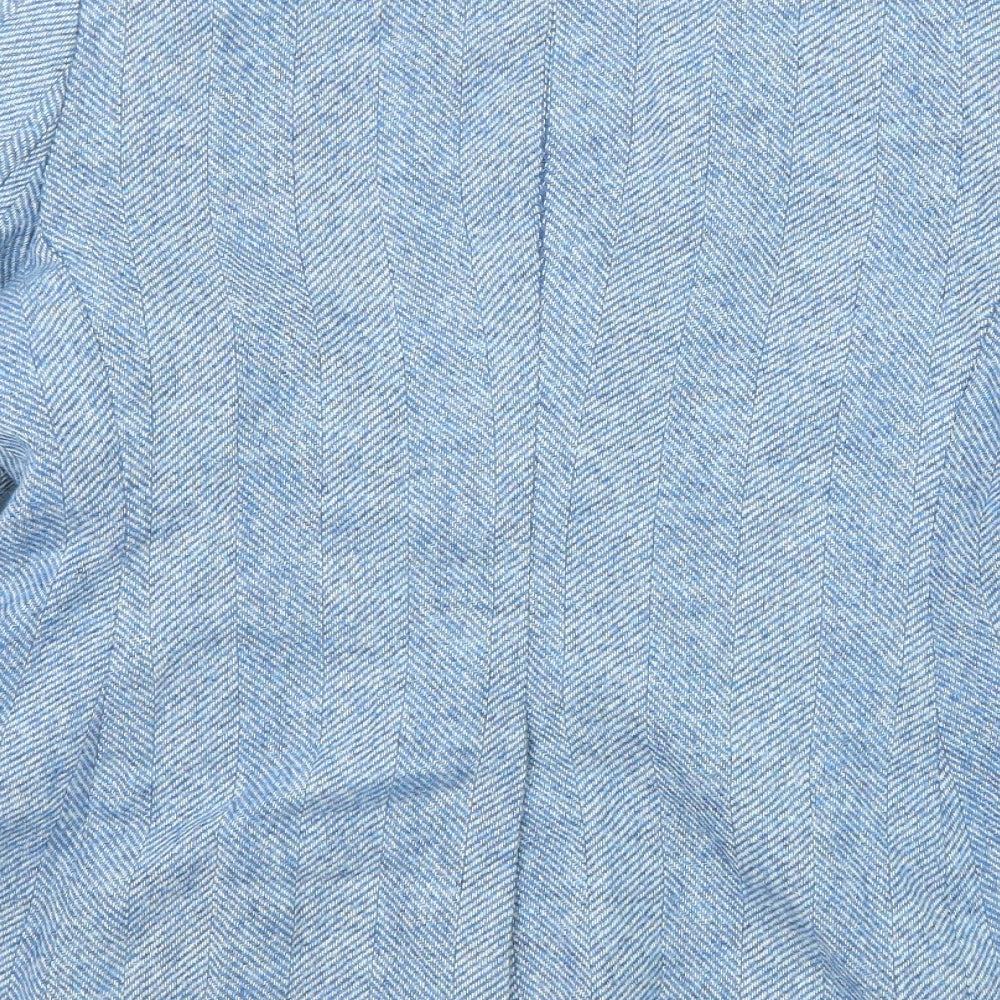 Boden Womens Blue Herringbone Wool Jacket Suit Jacket Size 16