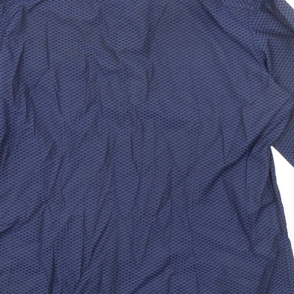 NEXT Mens Blue Geometric Polyester Dress Shirt Size 16.5 Collared Button - Size 16