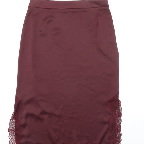 Marks and Spencer Womens Red Polyester Pettiskirt Skirt Size 10 Zip