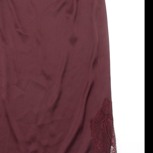 Marks and Spencer Womens Red Polyester Pettiskirt Skirt Size 10 Zip
