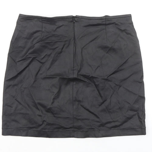 NEXT Womens Black Viscose A-Line Skirt Size 14 Zip