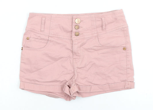 Kylie Girls Pink Cotton Boyfriend Shorts Size 11 Years Regular Zip