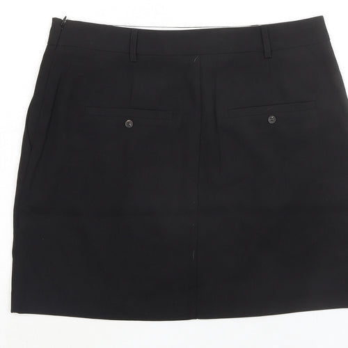Topshop Womens Black Polyester A-Line Skirt Size 12 Zip