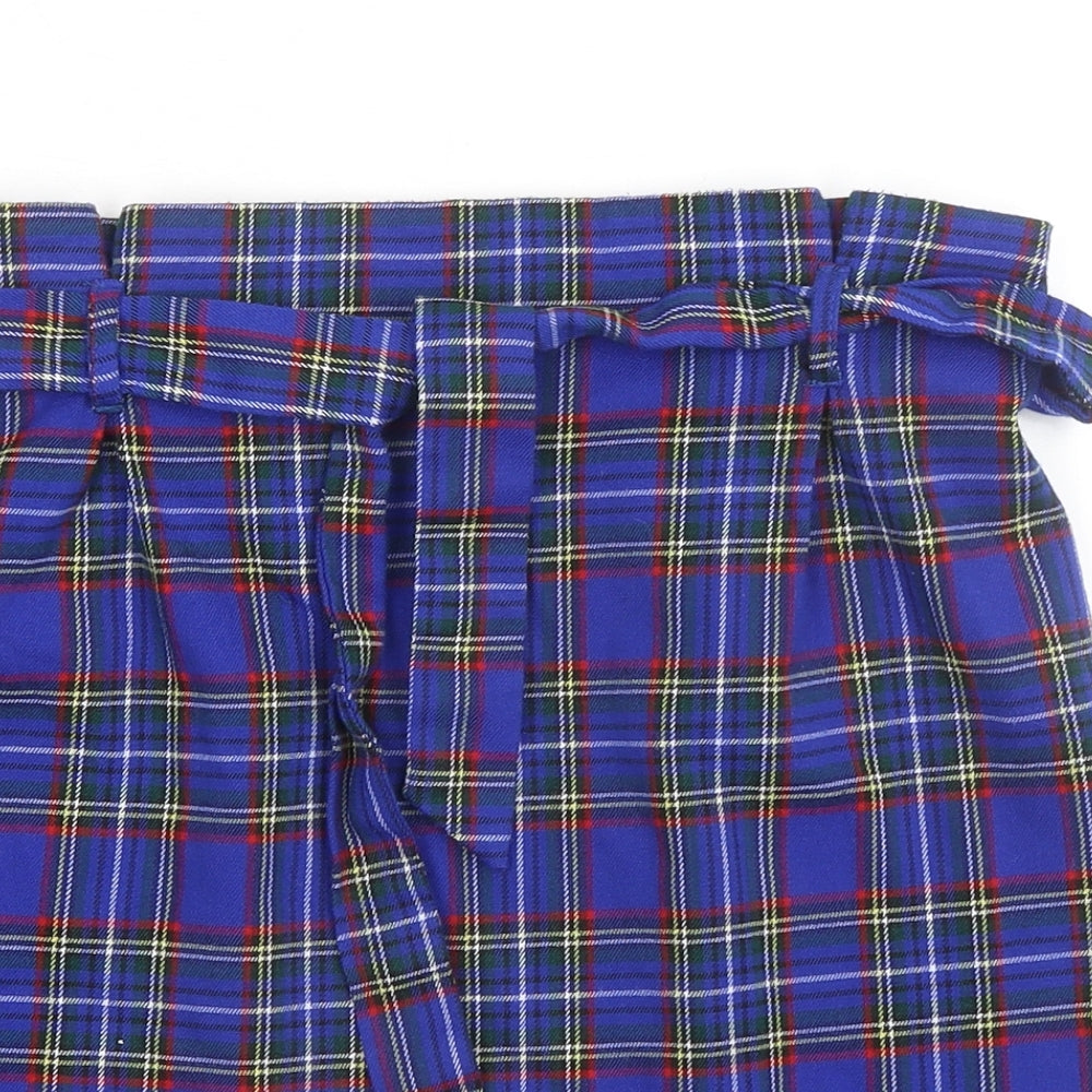 New Look Womens Multicoloured Plaid Polyester A-Line Skirt Size 12 - Belt included
