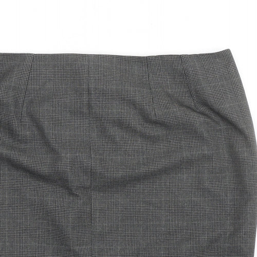 Marks and Spencer Womens Grey Plaid Polyester A-Line Skirt Size 20 Zip