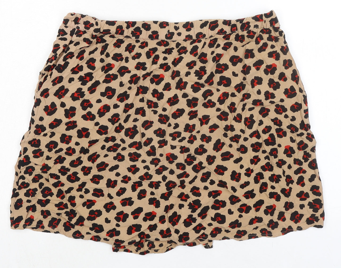Garcia Womens Beige Animal Print Viscose Mini Skirt Size M Button - Leopard pattern
