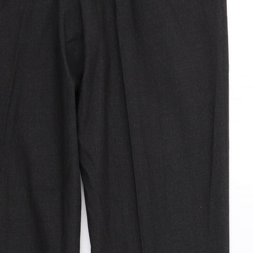 Marks and Spencer Mens Grey Polyester Dress Pants Trousers Size 34 in L30 in Regular Zip