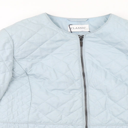 Classic Womens Blue Quilted Jacket Size 10 Zip