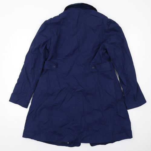 Marks and Spencer Womens Blue Pea Coat Coat Size 12 Button