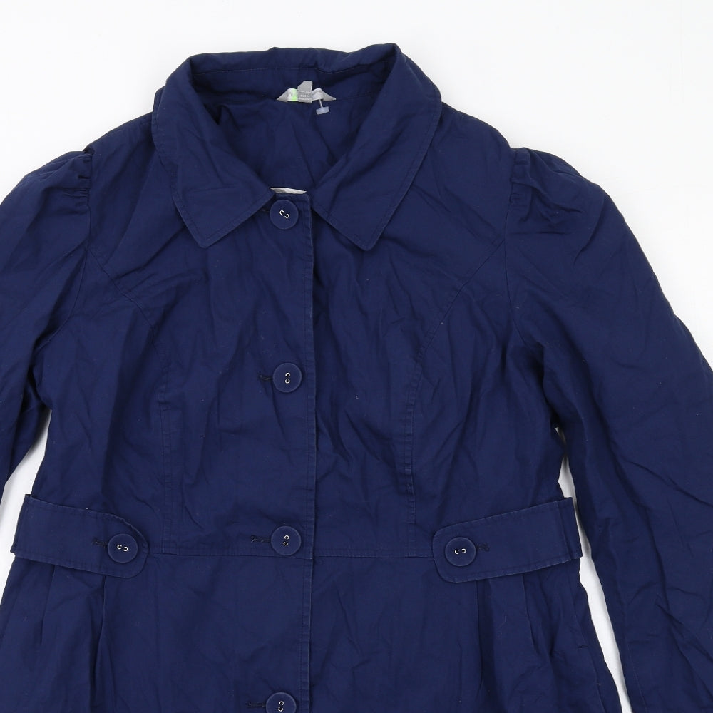 Marks and Spencer Womens Blue Pea Coat Coat Size 12 Button
