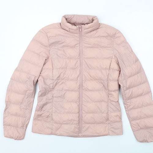 Marks and Spencer Womens Pink Quilted Jacket Size 10 Zip