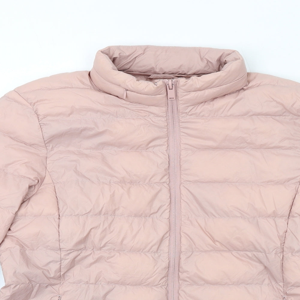 Marks and Spencer Womens Pink Quilted Jacket Size 10 Zip