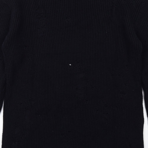 Topman Mens Blue Round Neck Cotton Pullover Jumper Size M Long Sleeve - Distressed