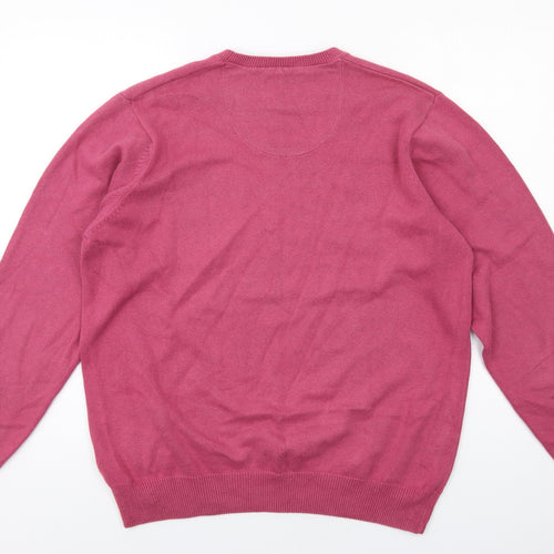 Blue Harbour Mens Pink Round Neck Cotton Pullover Jumper Size L Long Sleeve