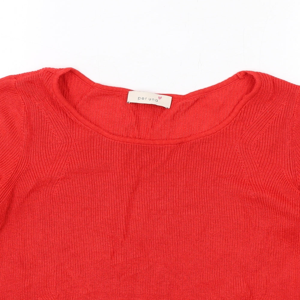 Per Una Womens Red Round Neck Viscose Pullover Jumper Size 12