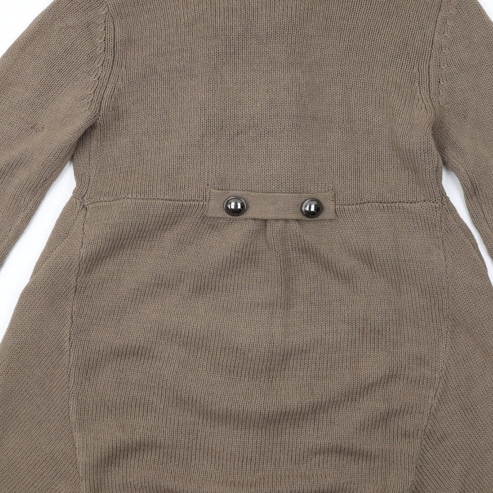 Style&co. Womens Brown High Neck Cotton Cardigan Jumper Size S