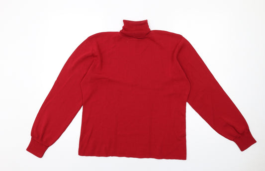 Libra Womens Red Roll Neck Viscose Pullover Jumper Size L
