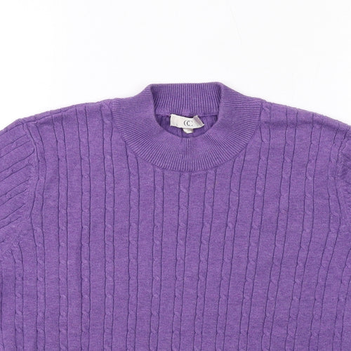 CC Womens Purple Mock Neck Cotton Pullover Jumper Size L