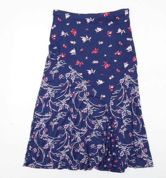 Bonmarché Womens Blue Floral Viscose Maxi Skirt Size 10