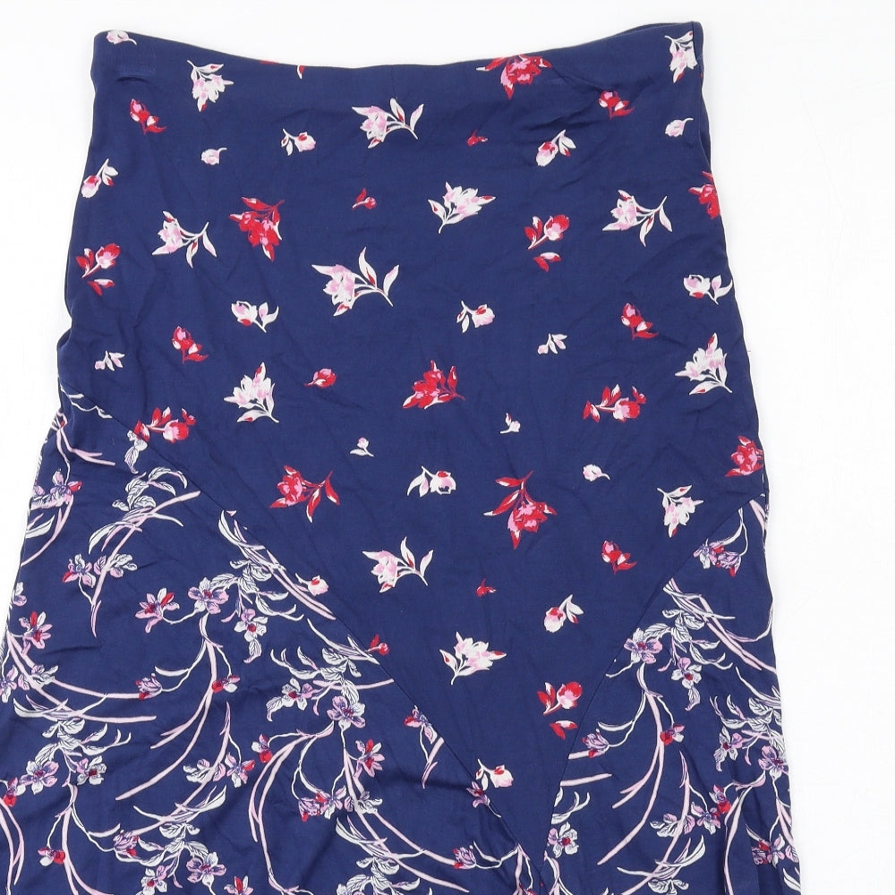 Bonmarché Womens Blue Floral Viscose Maxi Skirt Size 10