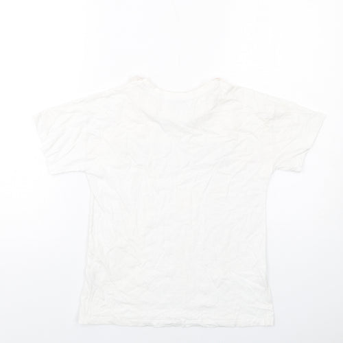 River Island Girls White Cotton Basic T-Shirt Size 9-10 Years Round Neck Pullover - Just Love