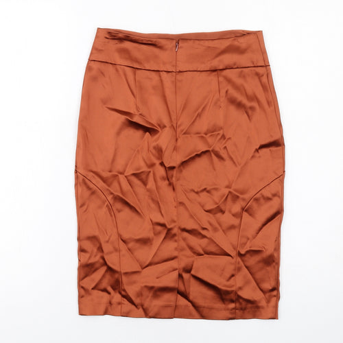 ASOS Womens Orange Acetate Straight & Pencil Skirt Size 6 Zip