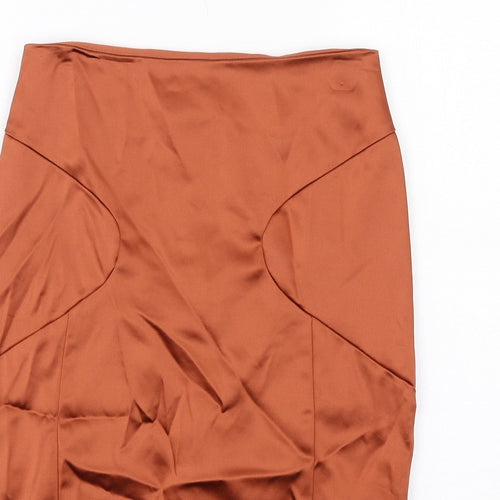 ASOS Womens Orange Acetate Straight & Pencil Skirt Size 6 Zip