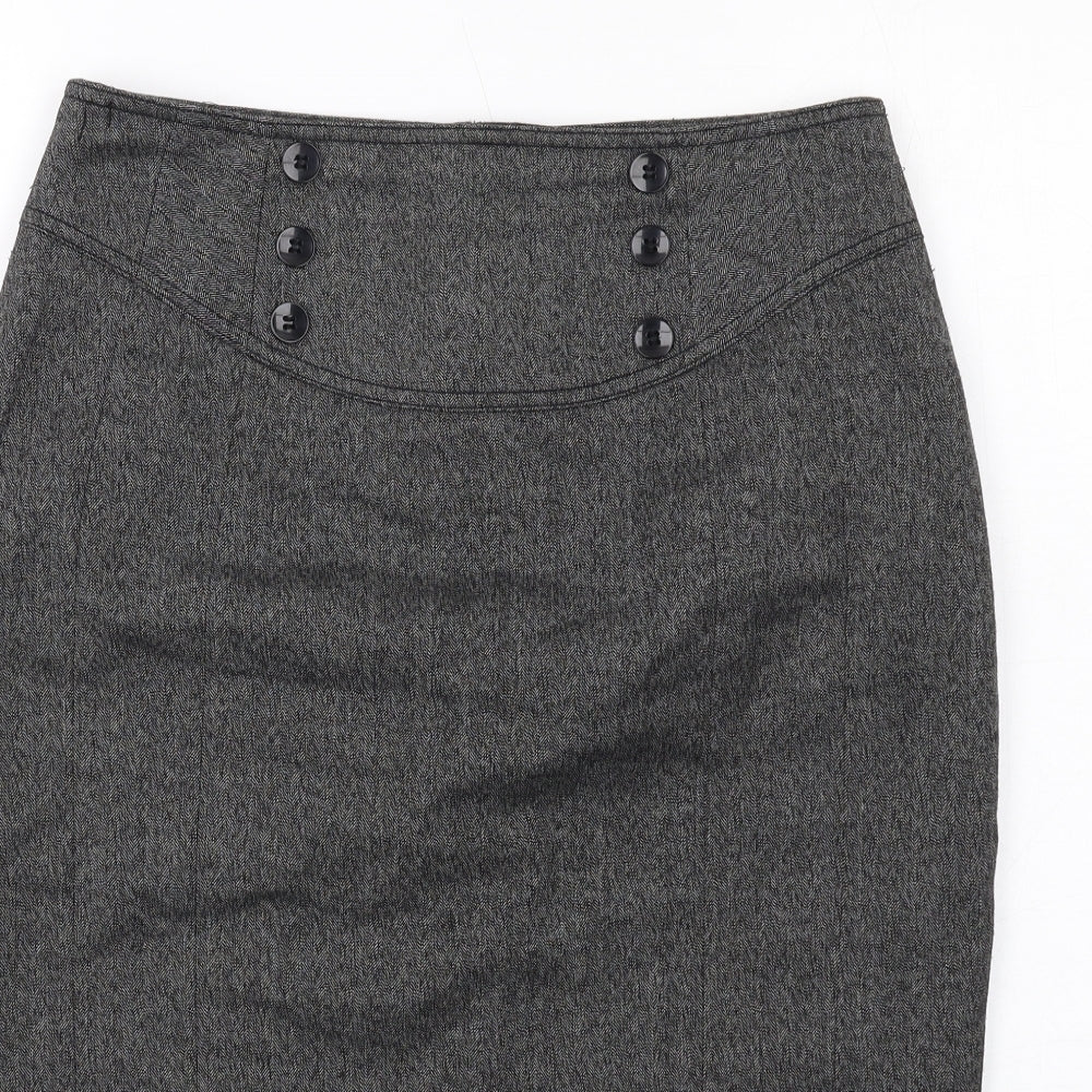 NEXT Womens Grey Polyester Straight & Pencil Skirt Size 10 Zip