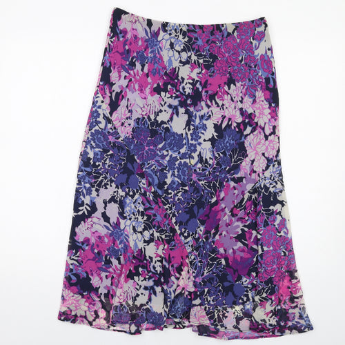 Classic Womens Multicoloured Floral Polyester Swing Skirt Size 12