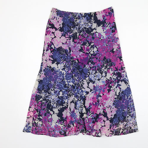 Classic Womens Multicoloured Floral Polyester Swing Skirt Size 12