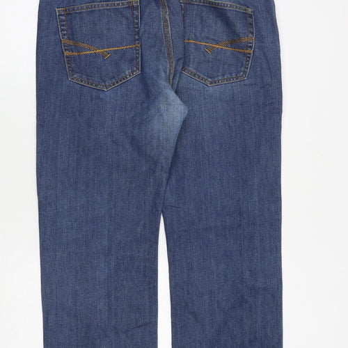 French Connection Mens Blue Cotton Bootcut Jeans Size 34 in L32 in Regular Zip