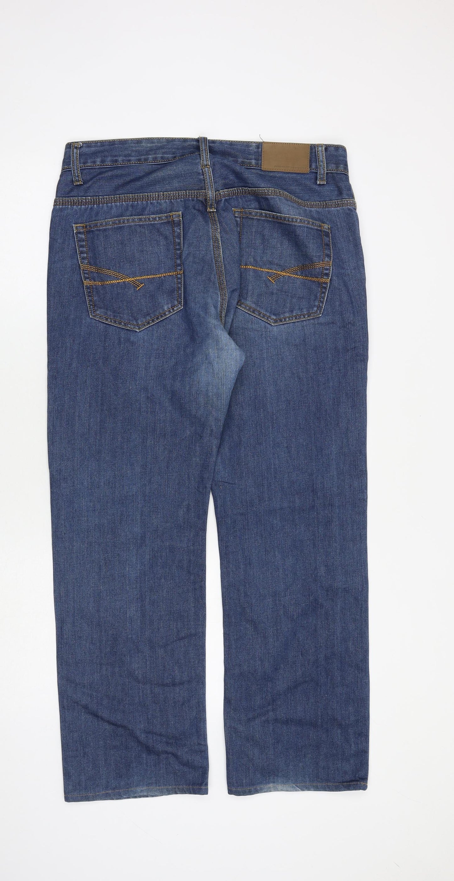 French Connection Mens Blue Cotton Bootcut Jeans Size 34 in L32 in Regular Zip