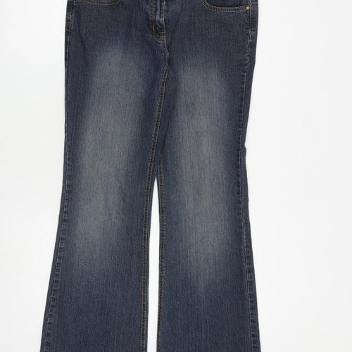 Dorothy Perkins Womens Blue Cotton Bootcut Jeans Size 12 L30 in Regular Zip