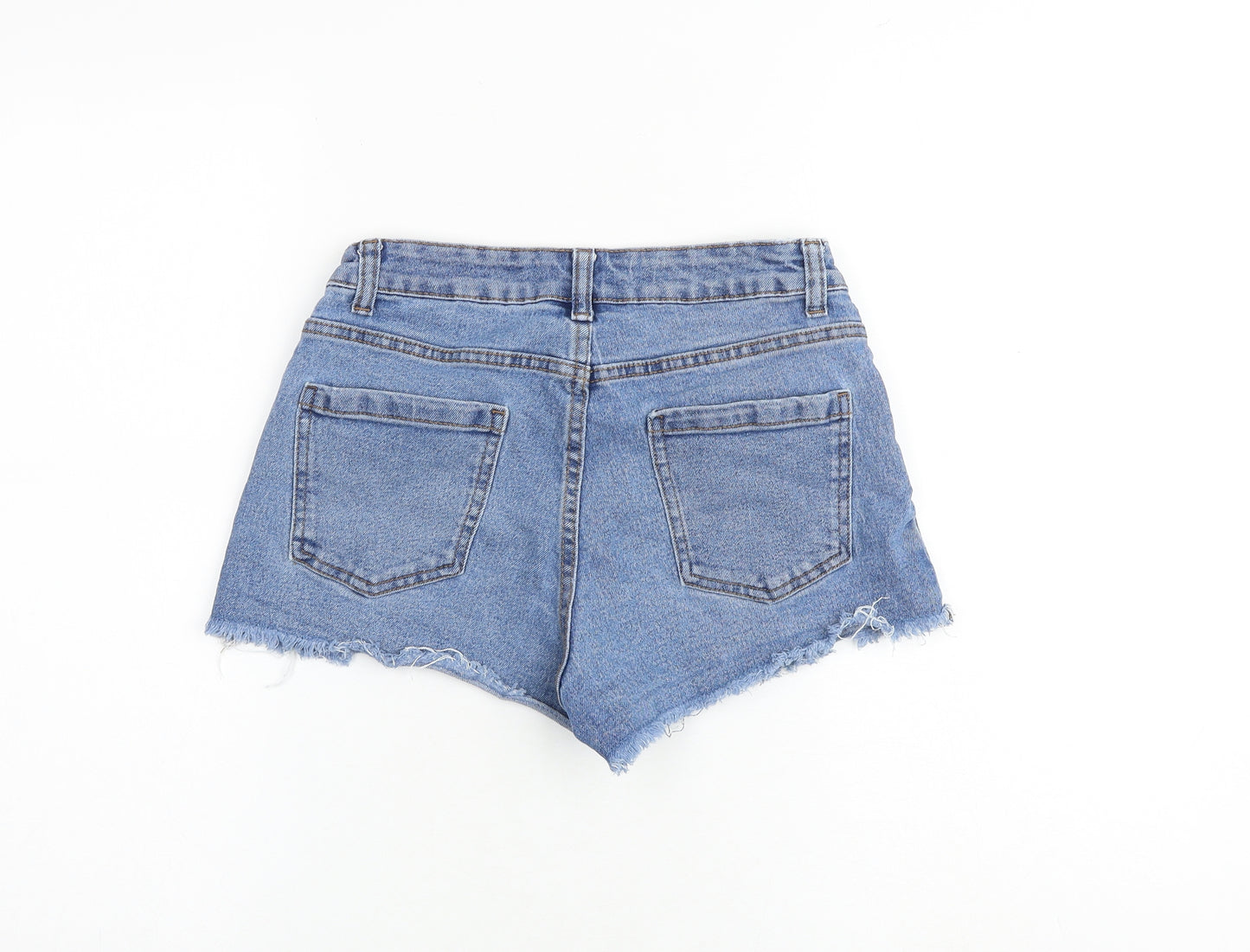 Denim & Co. Womens Blue Cotton Boyfriend Shorts Size 8 Regular Zip - Raw Hem