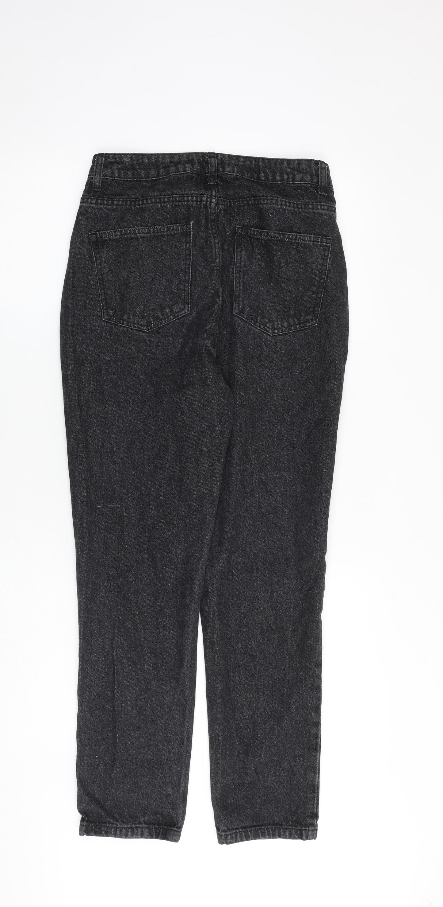 Boohoo Womens Black Cotton Mom Jeans Size 8 L28 in Regular Zip