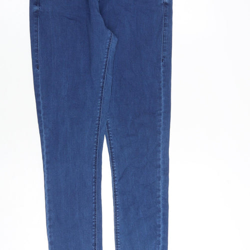 Topshop Womens Blue Cotton Skinny Jeans Size 30 in L30 in Regular Zip