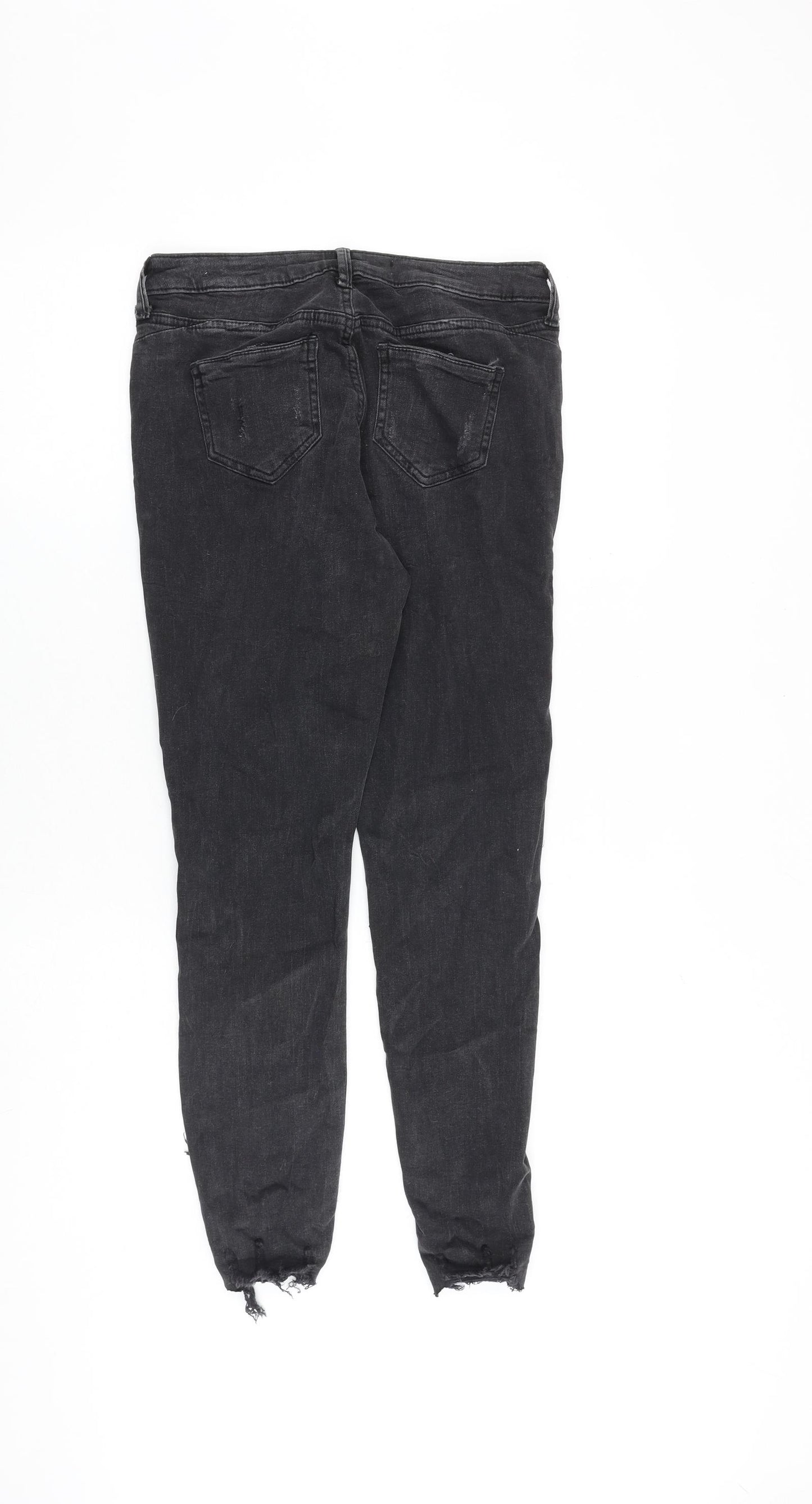 Denim & Co. Womens Grey Cotton Skinny Jeans Size 10 L26 in Slim Zip