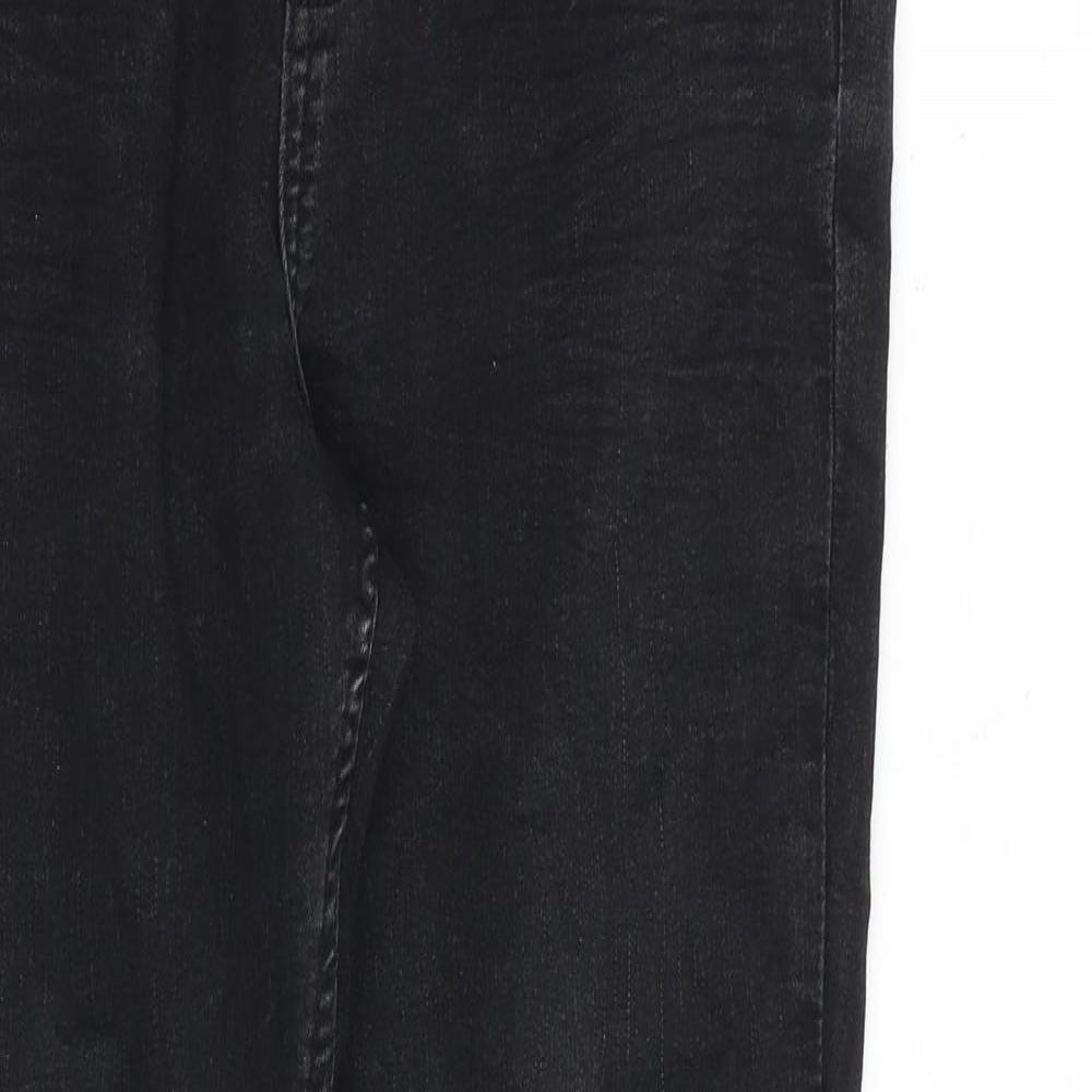 Marks and Spencer Womens Black Cotton Skinny Jeans Size 14 L26 in Slim Zip