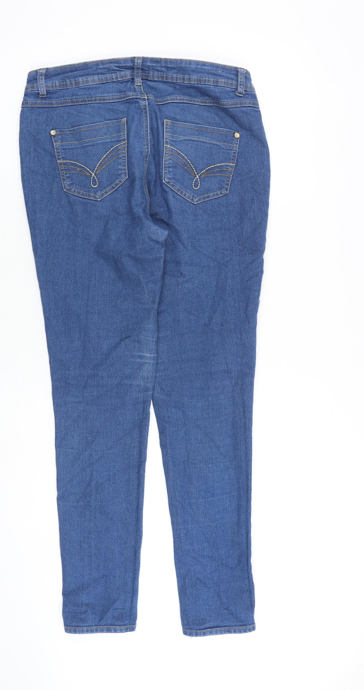 Denim & Co. Womens Blue Cotton Skinny Jeans Size 14 L29 in Slim Zip