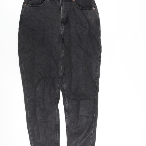 Denim & Co. Womens Grey Cotton Mom Jeans Size 6 L25 in Regular Zip