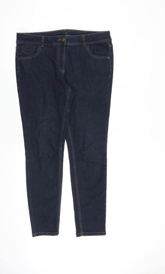 George Womens Blue Cotton Skinny Jeans Size 14 L29 in Slim Zip
