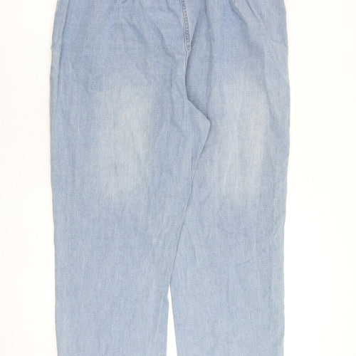 Pep&Co Womens Blue Cotton Wide-Leg Jeans Size 20 L29 in Regular Tie