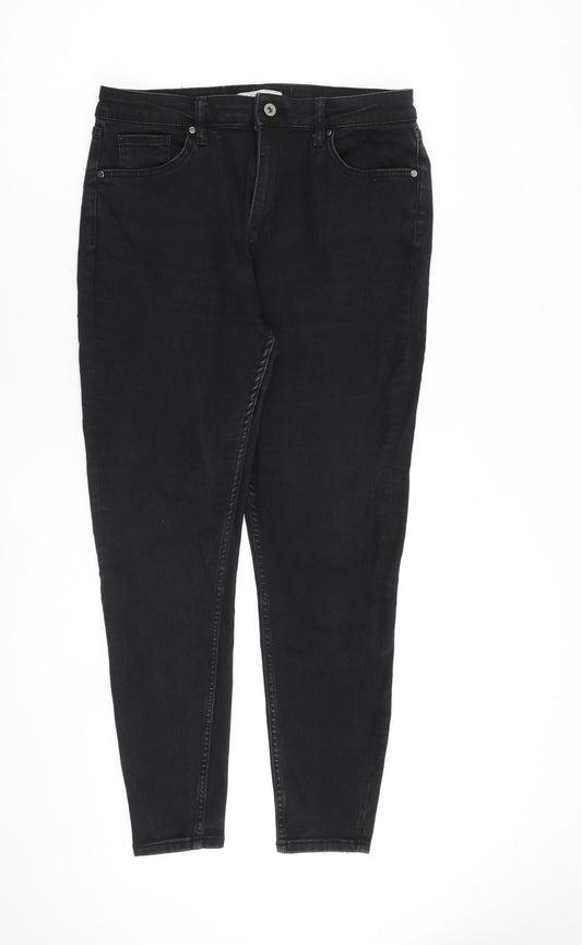 Peacocs Womens Black Cotton Skinny Jeans Size 16 L28 in Slim Zip