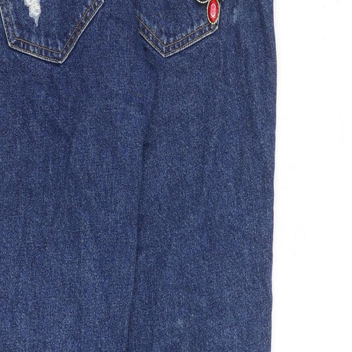 River Island Womens Blue Cotton Tapered Jeans Size 8 L28 in Regular Zip - Embellished