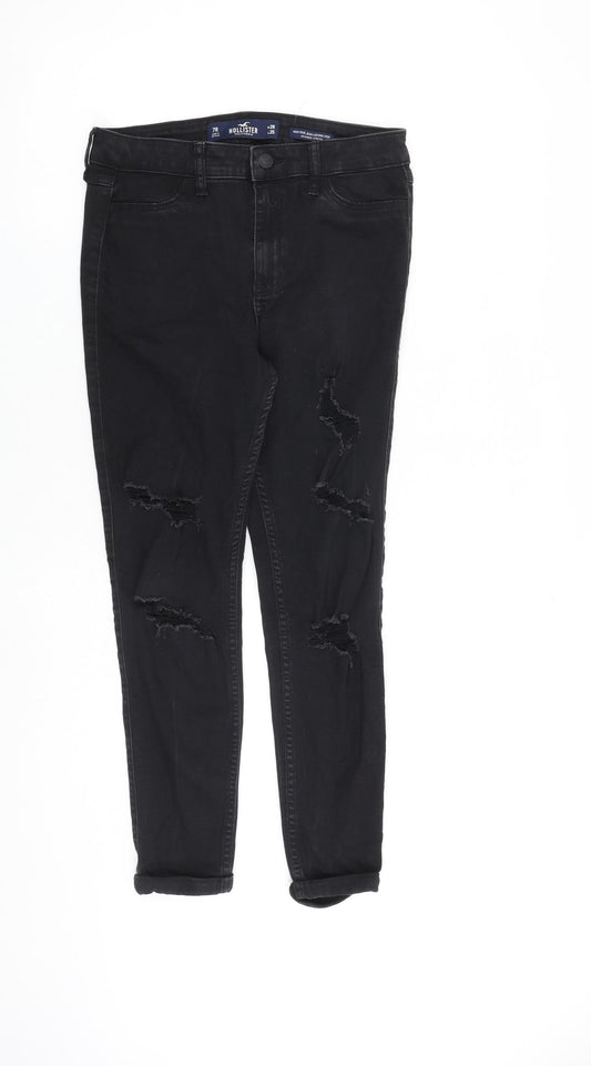 Hollister Womens Black Cotton Skinny Jeans Size 28 in L25 in Slim Zip
