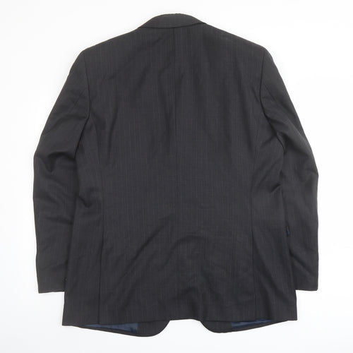Marks and Spencer Mens Grey Striped Wool Jacket Suit Jacket Size 44 Regular