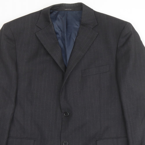 Marks and Spencer Mens Grey Striped Wool Jacket Suit Jacket Size 44 Regular