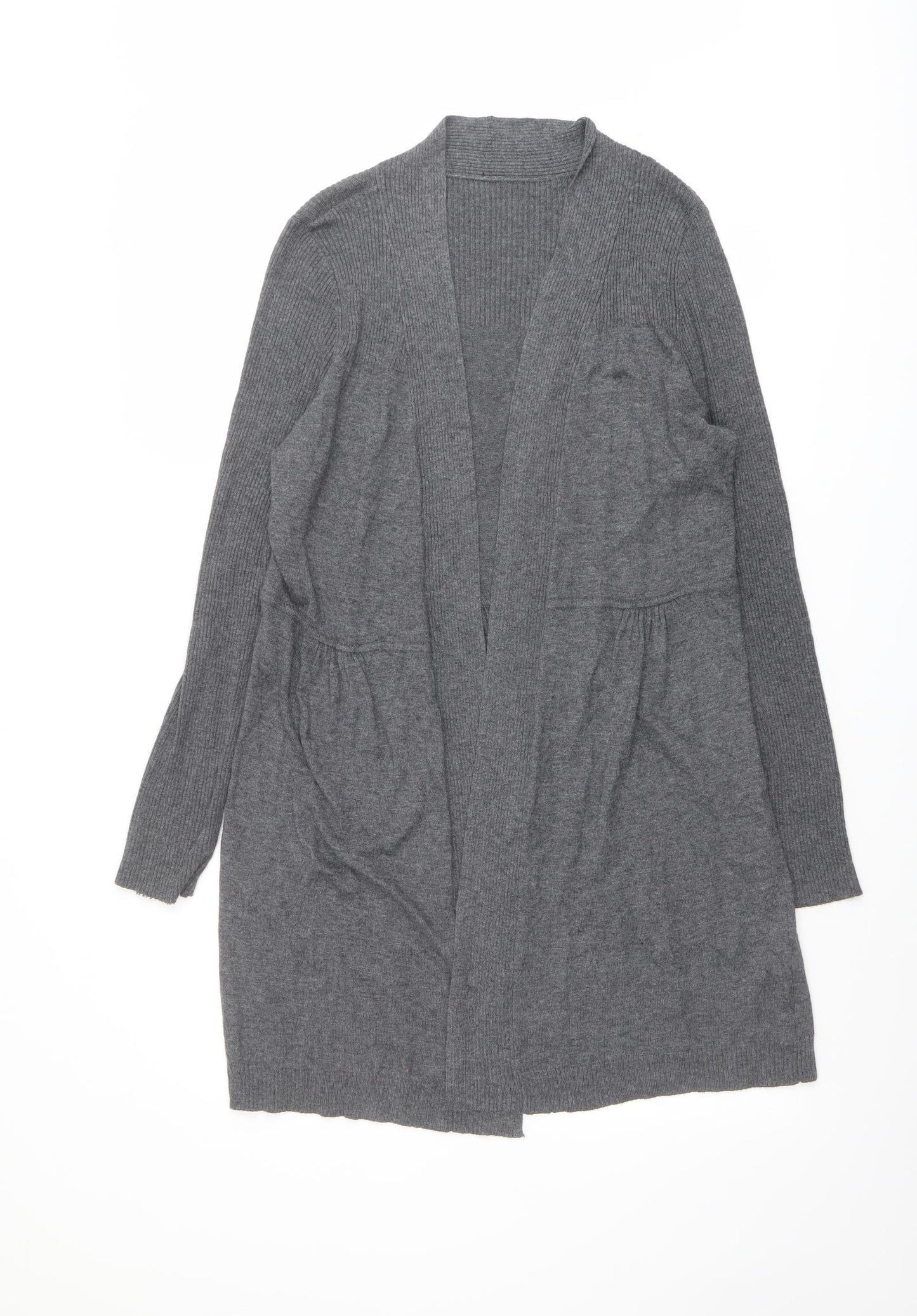 BHS Womens Grey V-Neck Viscose Cardigan Jumper Size 12